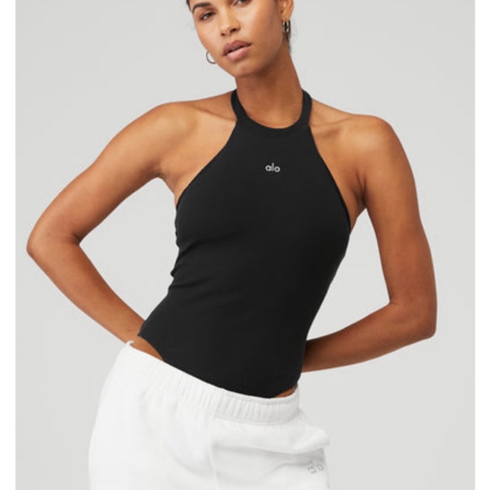 ALO Yoga Black Halter Bodysuit